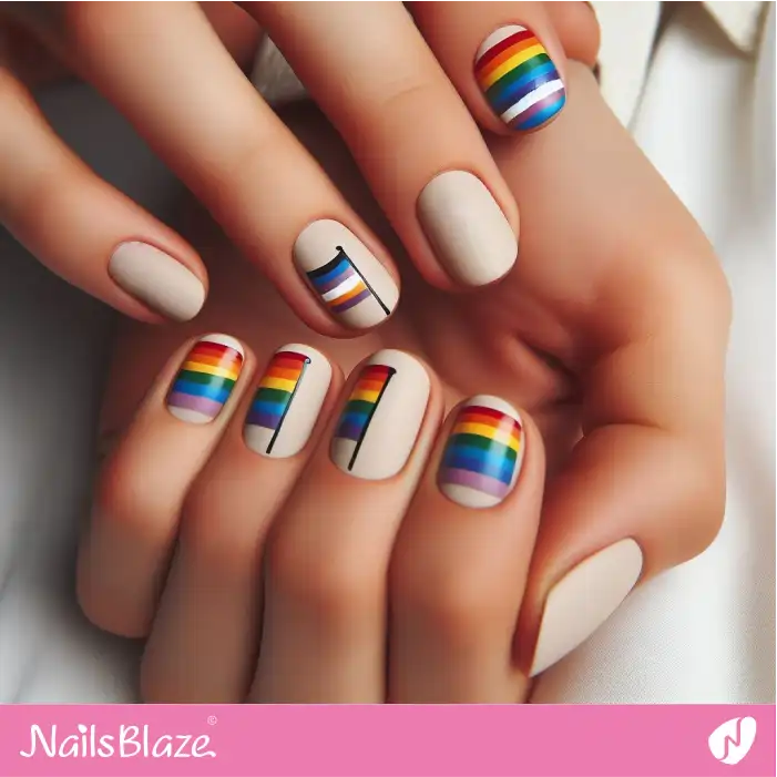Rainbow Flags Short Nails Design | Pride | LGBTQIA2S+ Nails - NB2042